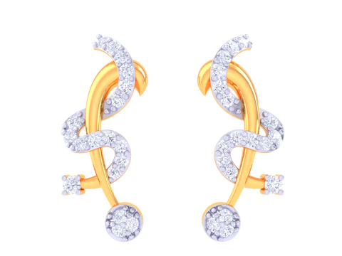 Pırlantalı Küpelerin yazdırılabilir 3D Takı tasarımı 3D Model