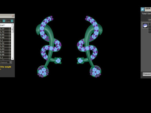 Printable 3D Jewelry design of Earrings with diamonds Model 3D
