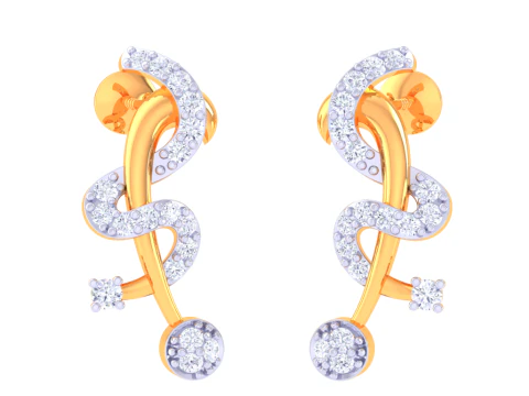 Printable 3D Jewelry design of Earrings with diamonds 3D Model