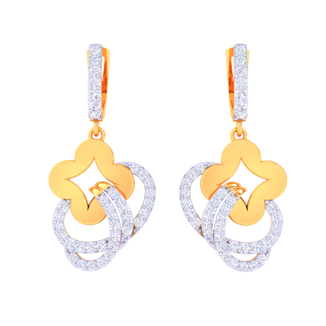 Printable 3D Jewelry design of Earrings with diamonds 3D Model .c4d .max .obj .3ds .fbx .stl .blend 