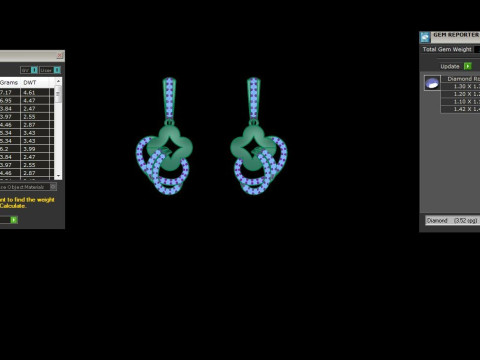 Printable 3D Jewelry design of Earrings with diamonds Modelo 3D