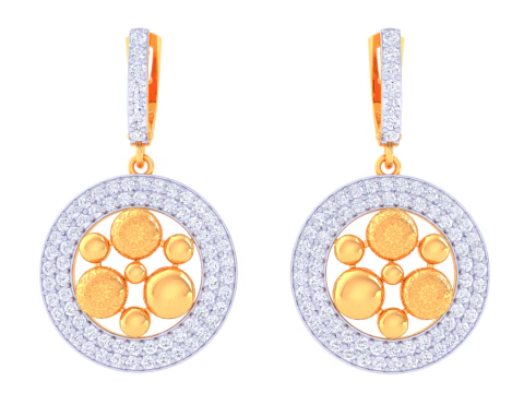 Design stampabile di gioielli 3D di orecchini con diamanti Modello 3D