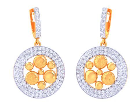 Printable 3D Jewelry design of Earrings with diamonds 3D Model