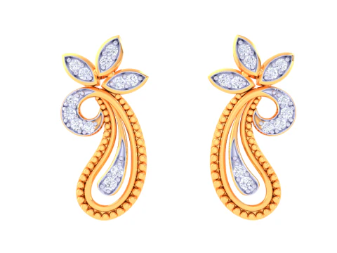 Desain Anting Perhiasan 3D yang dapat dicetak dengan berlian Model 3D