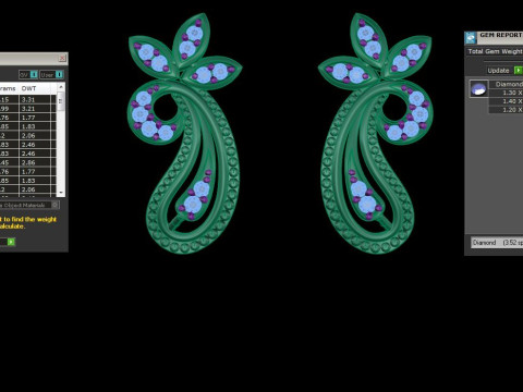Printable 3D Jewelry design of Earrings with diamonds 3D Model