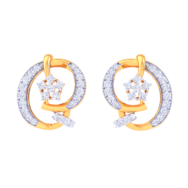 Printable 3D Jewelry design of Earrings with diamonds Modelo 3D .c4d .max .obj .3ds .fbx .stl .blend