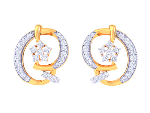 हीरे के साथ झुमके का प्रिंट करने योग्य 3डी आभूषण डिजाइन 3D मॉडल