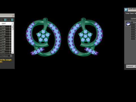 Printable 3D Jewelry design of Earrings with diamonds 3D Modell
