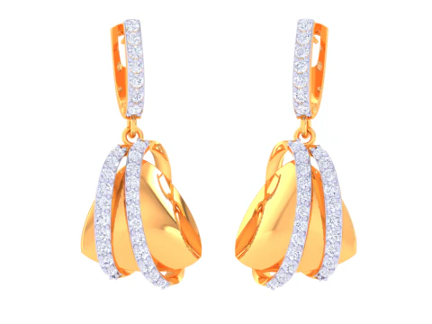 Dise&ntilde;o de joyer&iacute;a 3D imprimible de pendientes con diamantes. Modelo 3D