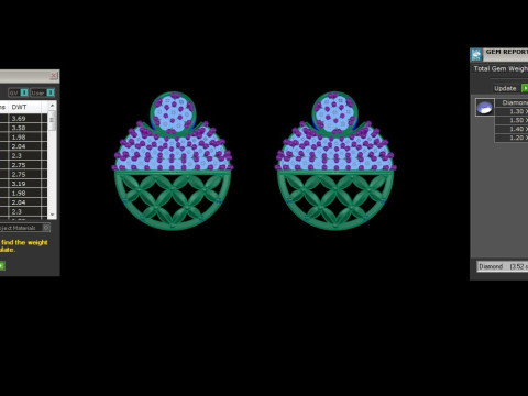 Printable 3D Jewelry design of Earrings with diamonds 3D Model