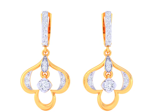 Conception de bijoux 3D imprimable de boucles d'oreilles avec diamants Modèle 3D