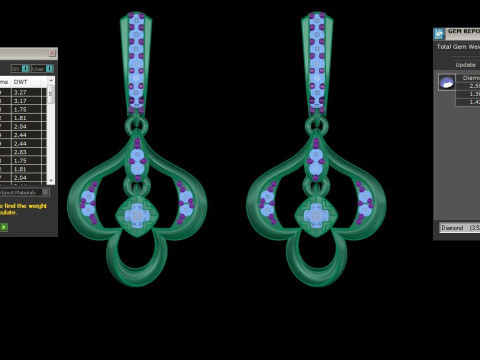 Printable 3D Jewelry design of Earrings with diamonds Modèle 3D
