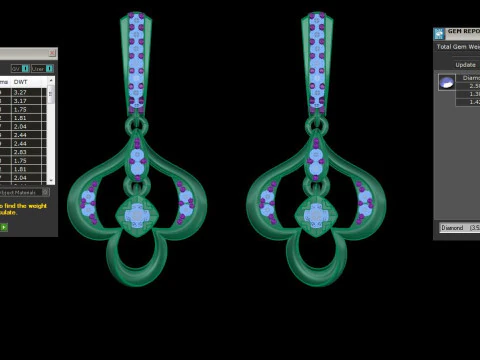 Printable 3D Jewelry design of Earrings with diamonds 3D Model