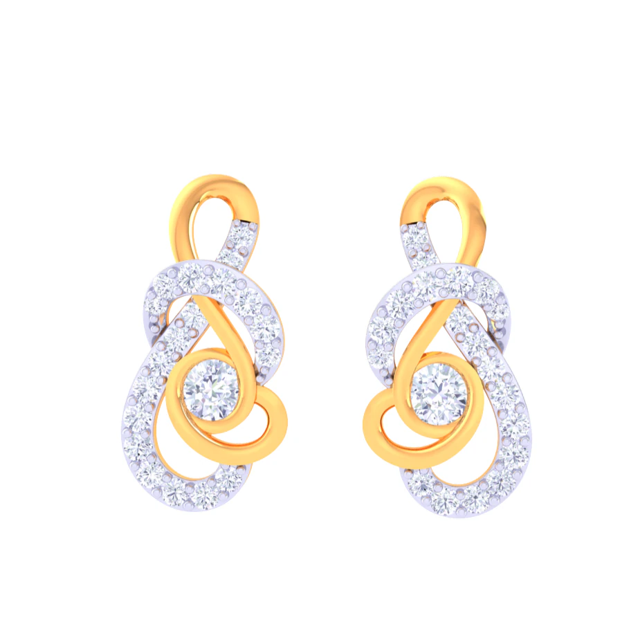 Printable 3D Jewelry design of Earrings with diamonds 3D Model .c4d .max .obj .3ds .fbx .stl .blend 