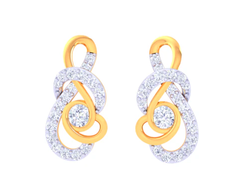 ダイヤモンド付きイヤリングの印刷可能な 3D ジュエリー デザイン 3Dモデル