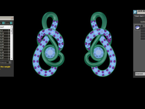 Printable 3D Jewelry design of Earrings with diamonds 3D Model