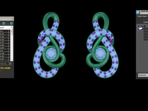 Printable 3D Jewelry design of Earrings with diamonds 3D Model