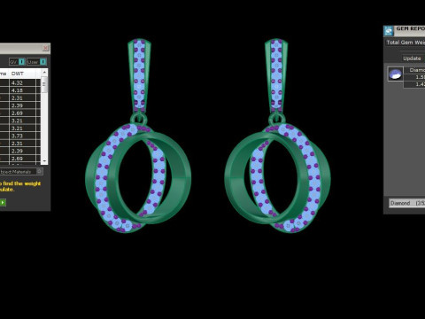 Printable 3D Jewelry design of Earrings with diamonds 3D Model