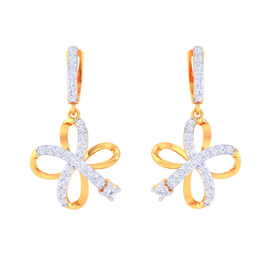 Printable 3D Jewelry design of Earrings with diamonds 3D Model .c4d .max .obj .3ds .fbx .stl .blend