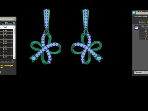 Printable 3D Jewelry design of Earrings with diamonds Model 3D