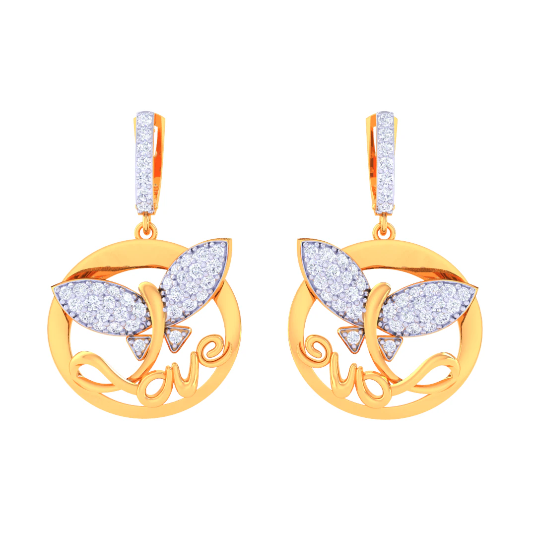 Printable 3D Jewelry design of Earrings with diamonds 3D Model .c4d .max .obj .3ds .fbx .stl .blend