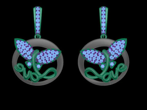 Printable 3D Jewelry design of Earrings with diamonds 3D Model