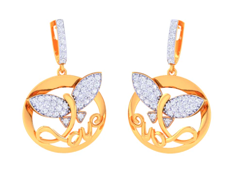 Printable 3D Jewelry design of Earrings with diamonds 3D Model