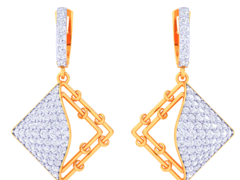 Printable 3D Jewelry design of Earrings with diamonds 3D Model
