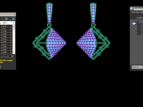 Printable 3D Jewelry design of Earrings with diamonds Modèle 3D