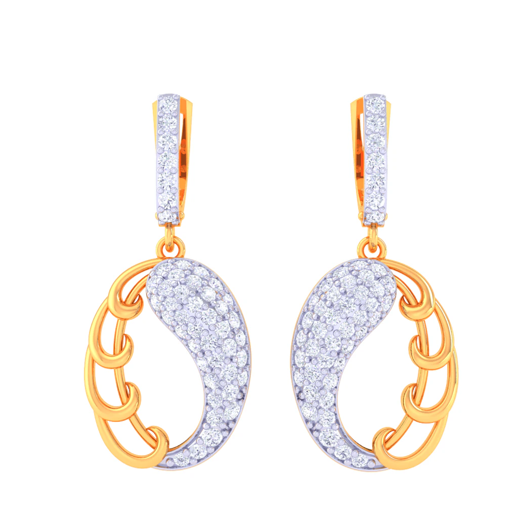 Printable 3D Jewelry design of Earrings with diamonds 3D Model .c4d .max .obj .3ds .fbx .stl .blend 