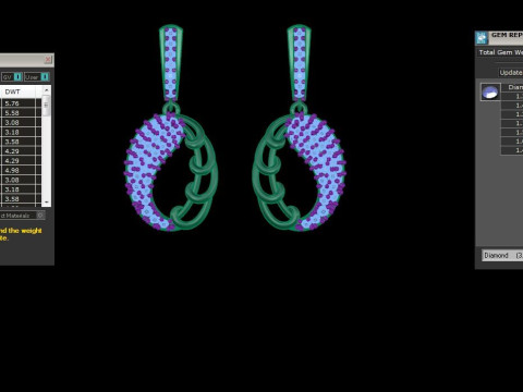 Printable 3D Jewelry design of Earrings with diamonds 3D Model