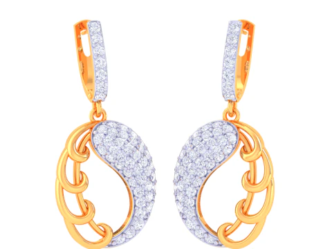 Printable 3D Jewelry design of Earrings with diamonds 3D Model