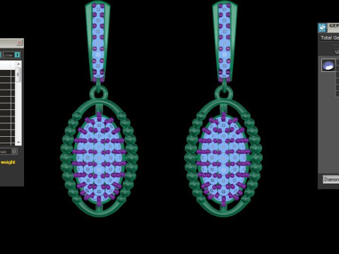 Printable 3D Jewelry design of Earrings with diamonds 3D Модель
