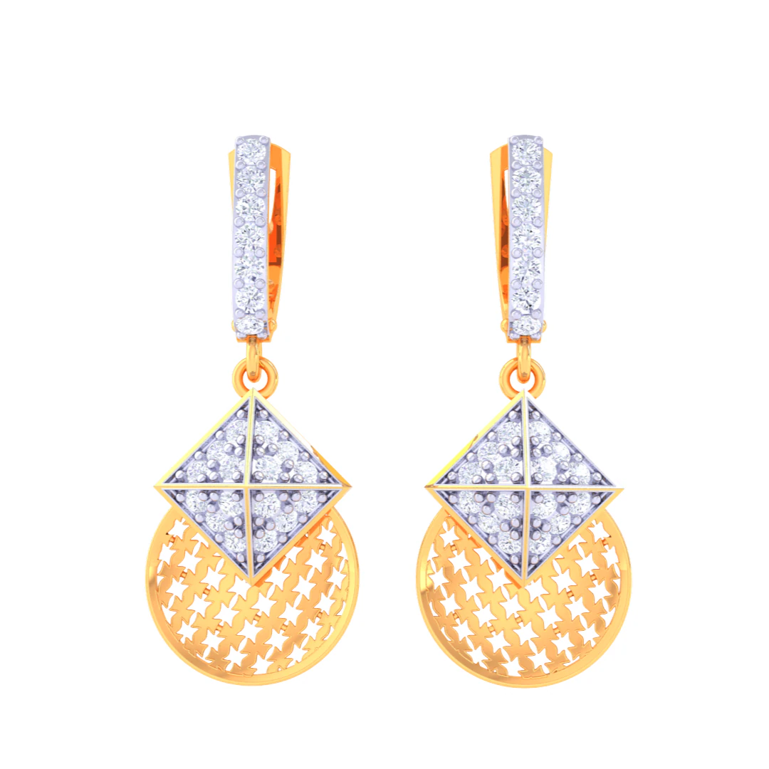 Printable 3D Jewelry design of Earrings with diamonds 3D Model .c4d .max .obj .3ds .fbx .stl .blend 