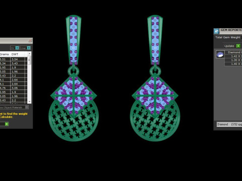 Printable 3D Jewelry design of Earrings with diamonds Modèle 3D