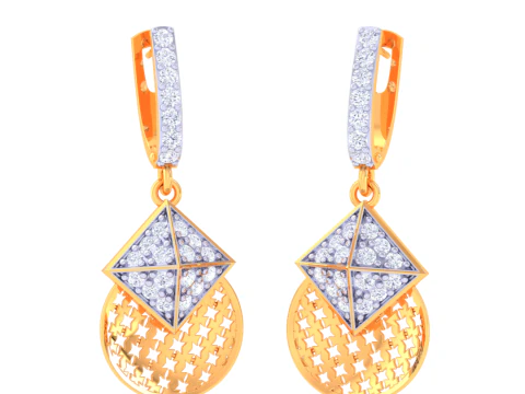 Printable 3D Jewelry design of Earrings with diamonds 3D Model