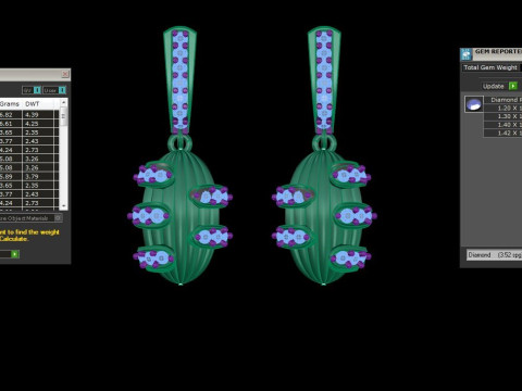 Printable 3D Jewelry design of Earrings with diamonds 3D Modell