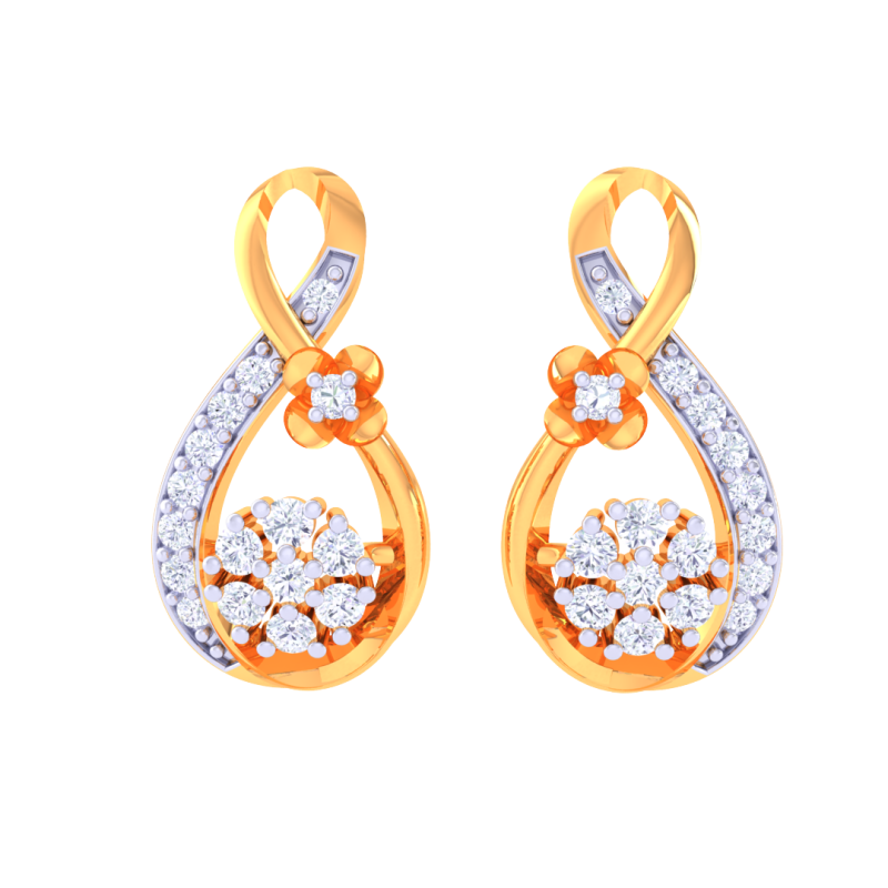 Printable 3D Jewelry design of Earrings with diamonds Modelo 3D .c4d .max .obj .3ds .fbx .stl .blend