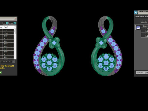 Printable 3D Jewelry design of Earrings with diamonds Modelo 3D