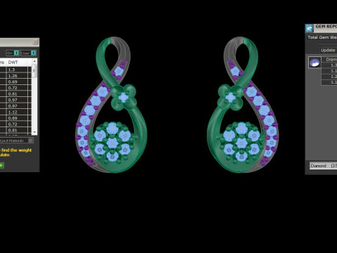 Printable 3D Jewelry design of Earrings with diamonds 3D Model