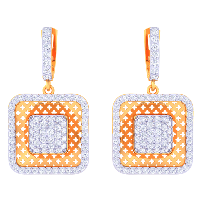 Printable 3D Jewelry design of Earrings with diamonds Modelo 3D .c4d .max .obj .3ds .fbx .stl .blend