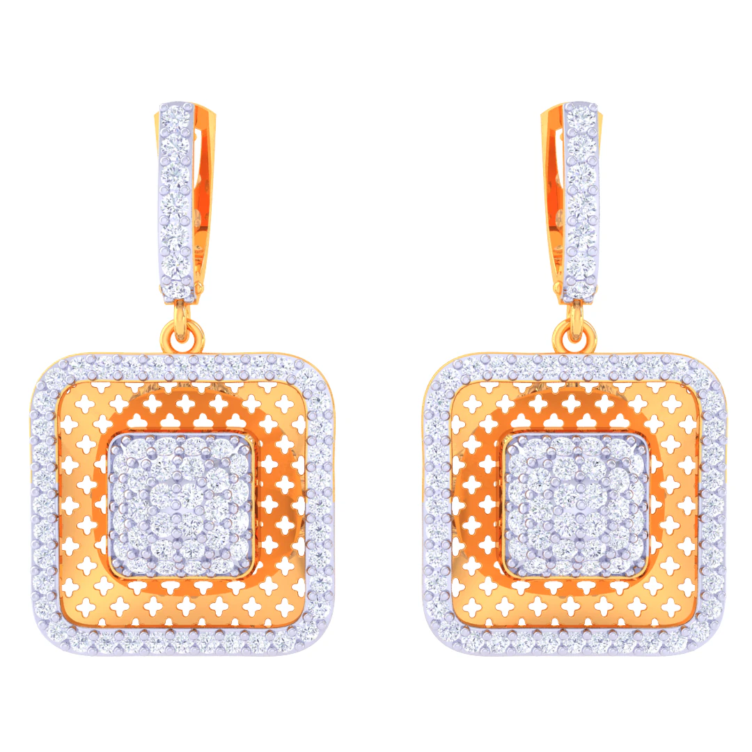 Printable 3D Jewelry design of Earrings with diamonds 3D Model .c4d .max .obj .3ds .fbx .stl .blend