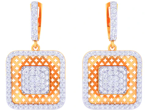 Printable 3D Jewelry design of Earrings with diamonds 3D Model