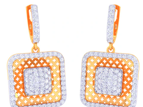 Printable 3D Jewelry design of Earrings with diamonds 3D Model