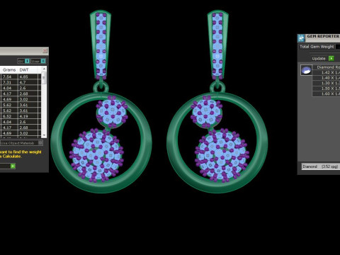 Printable 3D Jewelry design of Earrings with diamonds 3D Model