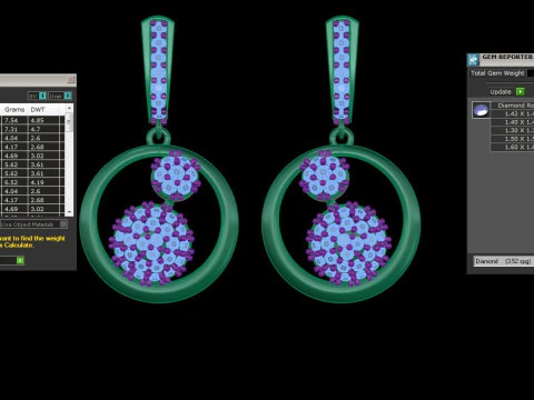 Printable 3D Jewelry design of Earrings with diamonds 3D Model