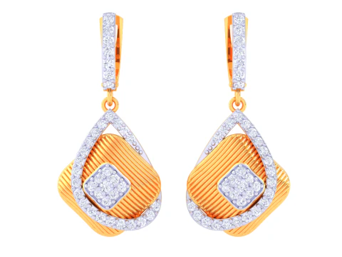 Dise&ntilde;o de joyer&iacute;a 3D imprimible de pendientes con diamantes. Modelo 3D