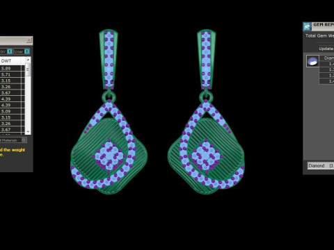 Printable 3D Jewelry design of Earrings with diamonds 3D Model