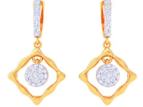 Dise&ntilde;o de joyer&iacute;a 3D imprimible de pendientes con diamantes. Modelo 3D