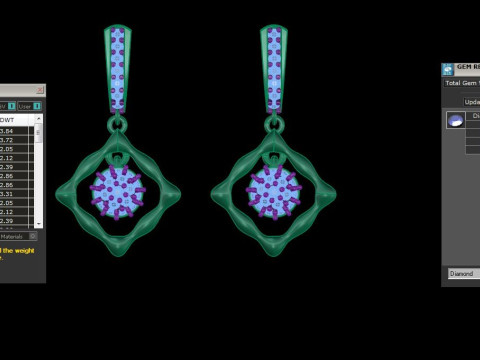 Printable 3D Jewelry design of Earrings with diamonds 3D Model